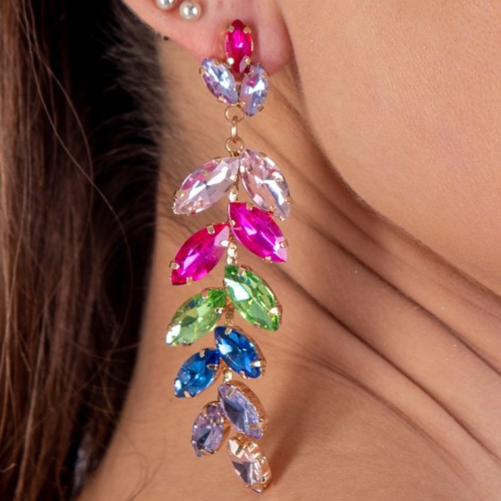 Μακριά σκουλαρίκια, με πέτρες