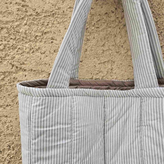 Tσάντα Παραλίας ριγέ γκρι